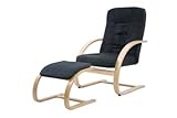 IMAGE OF Bentwood Sella Chair and Ottoman in Natural with Black Padded Cushions