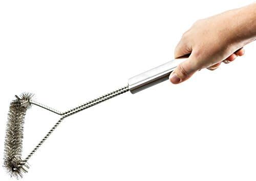 Steel Grill Brush with FREE BBQ eBook - All Metal Heavy-Duty Construction with Long Sturdy Handle. 100% Money Back Guarantee!
