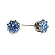 14k Yellow Gold Tone Crystal Blue Zircon Birthstone Stud Earrings for December