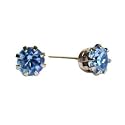 14k Gold Tone Crystal Blue Zircon Birthstone Stud Earrings for December