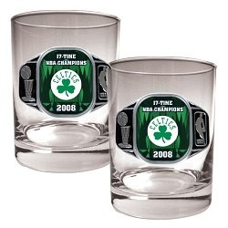 Buy Boston Celtics NBA Champions Rocks Glass Set by Great American Products