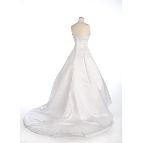 White Satin Strapless Wedding Gown