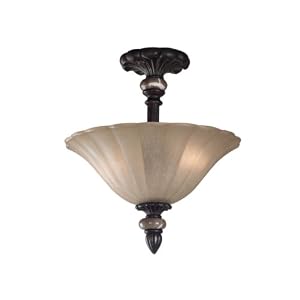 Kenroy Home 80290MBZ Leafston Two-Light Semi Flush Light with 13-Inch Glass Shade by Kenroy Home