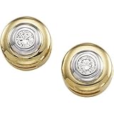 1/5 Carat Two Tone Bezel Set Diamond Studs