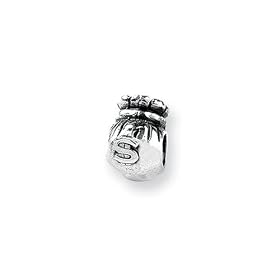 Money Bag Charm in Sterling Silver for 3mm Reflections, Expression, Kera, Pandora and SilveRado Bracelets & Necklaces