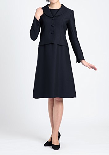 【お受験スーツ】お母様用 ウール混紡 紺 バックリボンアンサンブル KS-005WL[7~21号]