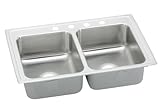 Elkay LRADQ2918650 18 Gauge Stainless Steel Double Bowl Top Mount Kitchen Sink, 29 x 18 x 6.5 by Elk