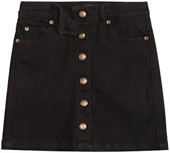 HIGHWAY Denim Button Front Girls Skirt, Black, 10