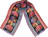 Fantastic Felines Black Silk Scarf with Sequins by Laurel Burch
