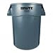 Brute Vented Trash Receptacle, Round, 44gal, Gray
