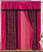 A Pair of Faux Silk and Flocking Black / Pink Zebra Printing Window Curtains / Drapes / Panels with Sheer Linen and Valance Set.