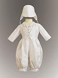 Boy's Long Sleeve Silk Christening Romper 9-12M