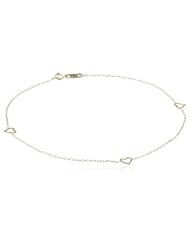 Duragold 14k Yellow Gold Hearts Anklets, 10"