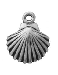 Sterling Silver 18" .8mm Wide Box Chain Necklace With Mini Smooth Ridged Scalloped Seashell Animal Ocean Nautical Pendant