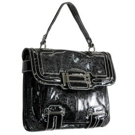 Women's Camden Black Synthetic Leather Messenger: Black/Messenger