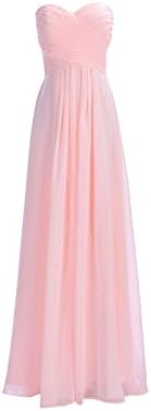 Remedios Strapless Bridesmaid Chiffon Prom Dresses Long Evening Gowns,Shell Pink,S2