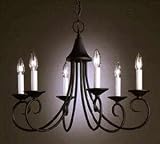 Chandelier 6 Lt, Wrought Iron finish