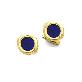 Solid 14k Gold and Lapis Portal Style Cufflinks by Lapis Cufflinks