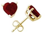 Heart Shaped Ruby Earrings in 14kt Yellow Gold