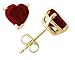 Heart Shaped Ruby Earrings in 14kt Yellow Gold