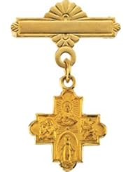 14K Yellow Gold 4-way Cross Baptismal Pin