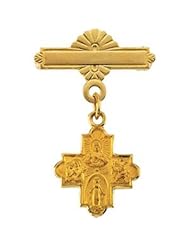 14K Gold 4-Way Cross Baptismal Pin