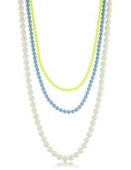 Chamak by priya kakkar White, Blue and Yellow 3-Strand Swarovski Crystal Pearl Necklace