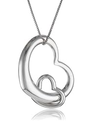 14k White Gold Double Heart Pendant Necklace, 18"