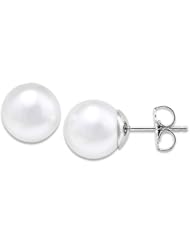 South Sea White Pearl Earrings in 14K White Gold (9-10mm)