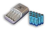 T-3150 Ultra Fast Charger with 12 Tenergy AA 2600 mAh NiMH Rechargeable Batteries