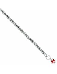 Genuine .925 Sterling Silver Engravable Enameled Hexagon Medical Id Bracelet 24.9 Grams 8.75 Inch Length. 100% Satisfaction Guaranteed.