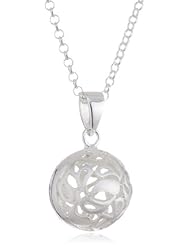VINANI brand Germany 925 Sterling Silver Women Pendant Ball Filigree Pattern with Cable Link Chain Necklace AKF-T