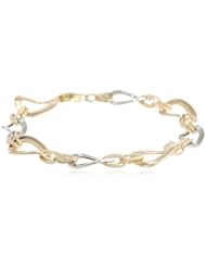 14k Two Tone Gold Link Bracelet, 7.25"
