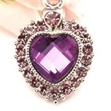 Purple Crystal Heart Cell Phone Charm Cubic Stone