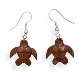 Hand carved Wood Turtle Earrings