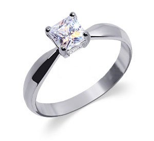.925 Sterling Silver Womens Band Princess Cut Cubic Zirconia Ring Size 5 to 10