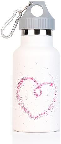 Love heart water bottles Stainless Steel Insulated Sports Water Bottle for kids sports boyfriend girlfriend lover Running Gym Yoga Outdoors and Camping 12 OZ white