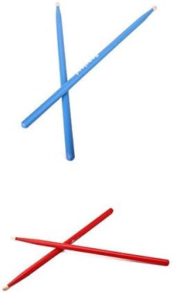 2x a Pair PRO Music Band Natural Maple Wood Drum Sticks Drumstick 5a Blue & Red