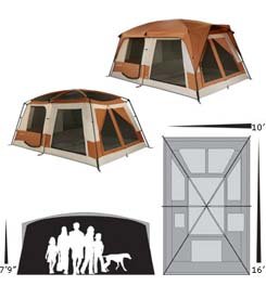 Eureka Copper Canyon 1610 - 6 Person Cabin Style Tent/Screenroom