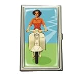 Hand Made Womens Retro "Moped Girl" Business Card Holder