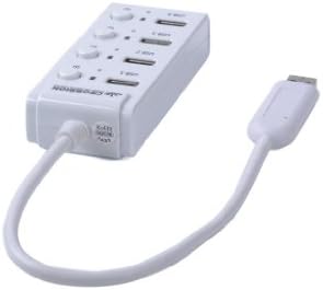 CROSSION Bus-Powered USB 3.0 4-port Compact Hub with Individual Power Switch, Built-in 12 Inch USB 3.0 Cable (VIA VL812 Chipset and Updated Firmware with Windows, Mac, and Linux Support and Full USB 2.0 Backwards Compatibility) White