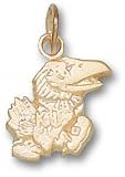 Kansas Jayhawks Solid 10K Gold Jayhawk 7/16'' 3-Dimension Pendant