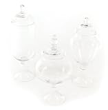 Set of 3 Farm Fresh Clear Glass Finial Lidded Pedestal-Style Jar Containers