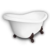 American Bath Factory B1-1600-WW-DM3-M2-15-OC Princess Slipper Clawfoot Bathtub in White, Ball and C