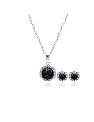 Nickel Free Sterling Silver Pendant & Earring Sets Black CZ Matching Set