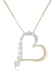 10k Yellow Gold Diamond Heart Pendant Necklace (1/4 cttw, I-J Color, I2-I3 Clarity), 18"