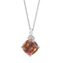 14K White Gold Topaz Orange Mystic & Diamond Necklace