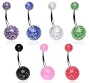 Body Accentz&trade; Belly Button Ring Assortment 14 Gauge 7/16" Qty 7 Ultra Sparkle