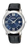 Seiko Leather Collection Black Strap Blue Dial Men's watch #SGEE97