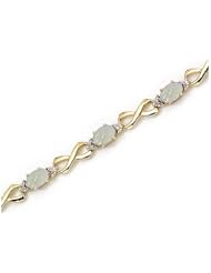 10K Yellow Gold Oval Opal and Diamond Bracelet by Jewelry Mountain